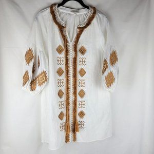 Velzera Women's Embroidered Tassel Peasant Tunic